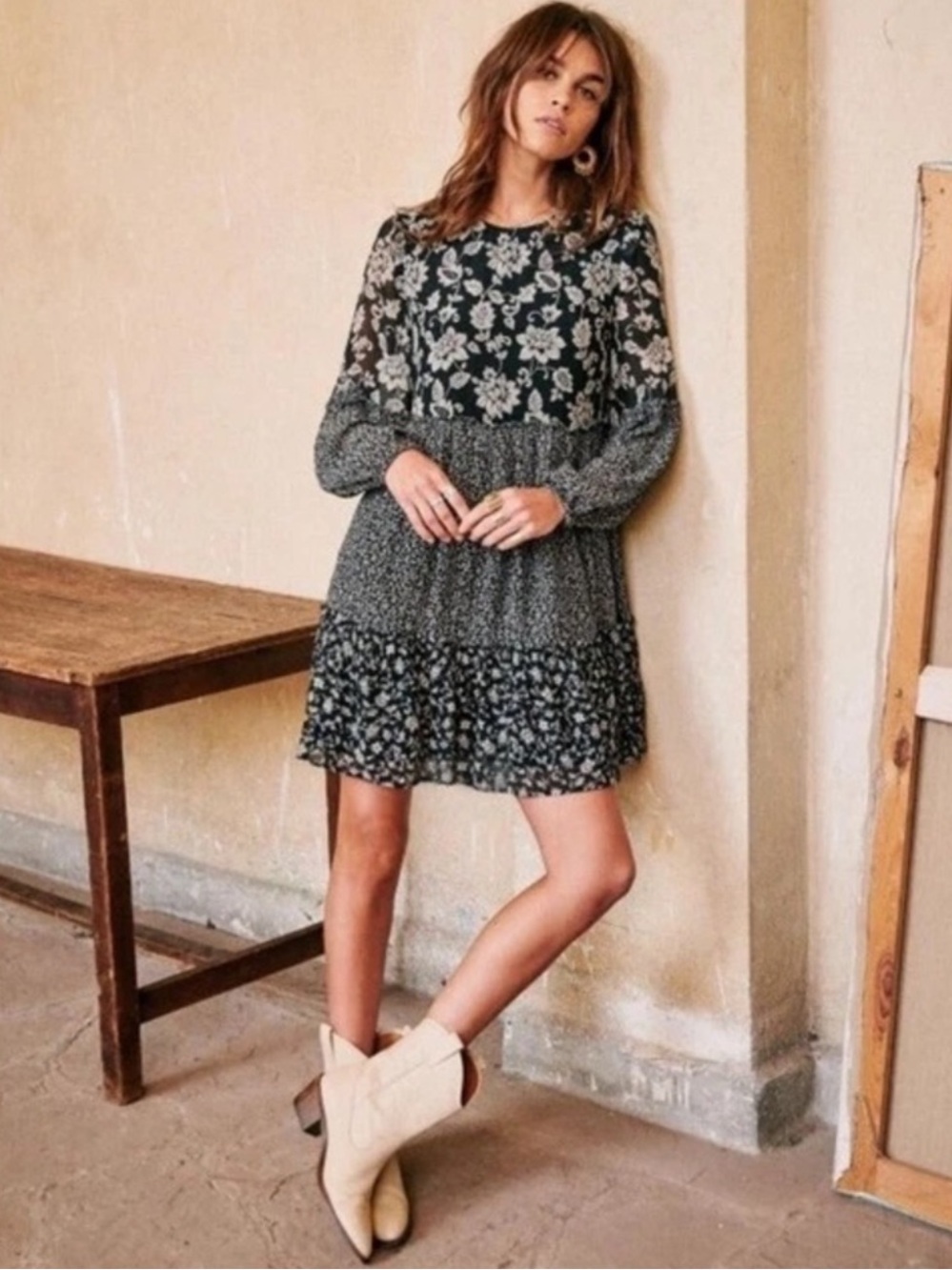 SÉZANE Ethiopia Silk Blend Patchwork Dress